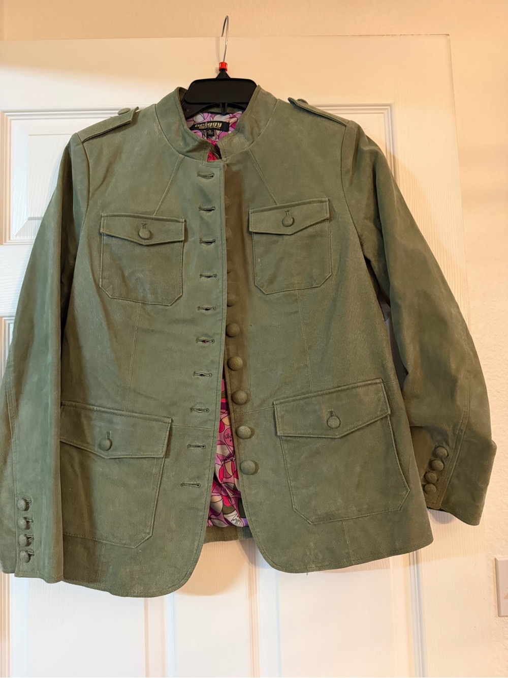 Vintage twiggy LONDON Olive Military-Style Button Front Blazer EUC - Picture 2 of 4